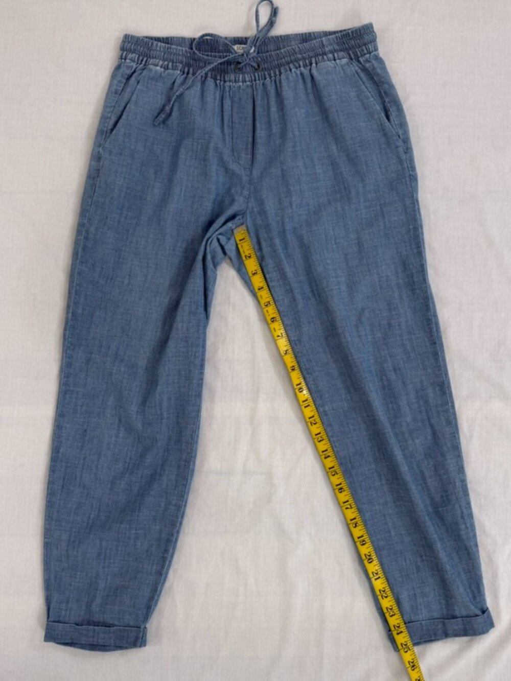J.Crew Chambray Drawstring Jogger Pants Women's Size 6 Blue 100% Cotton - Picture 8 of 11